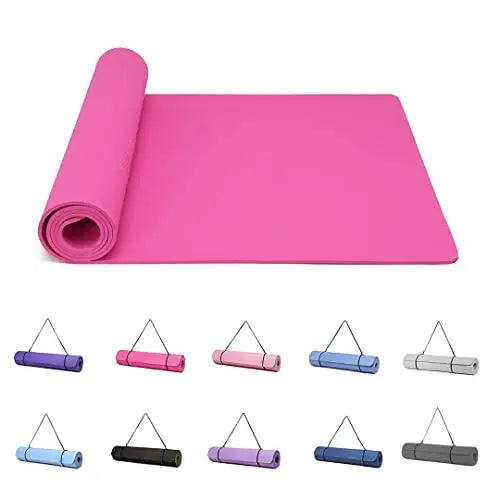 Good Nite Yoga Mat-Non Slip & Structured 183x61cm 6/10mm Thick with Carrying belt TPE Material