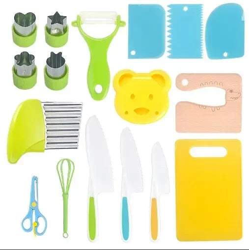 Kids Cooking Cutter Set Kids Knife Toddler Cutter Plastic Cake Fruit Knives Children DIY Peeler Tools Kitchen Accessories