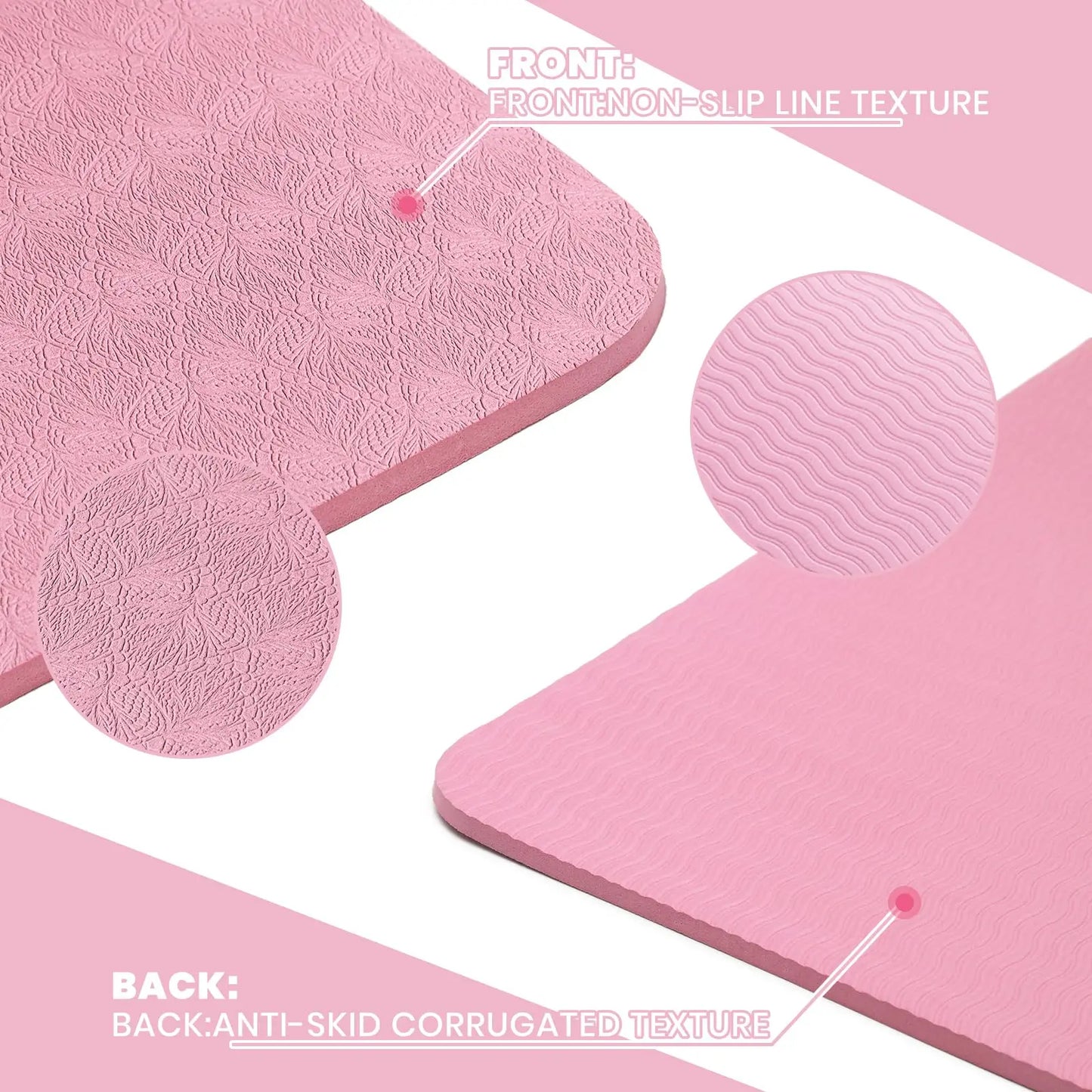 Good Nite Yoga Mat-Non Slip & Structured 183x61cm 6/10mm Thick with Carrying belt TPE Material