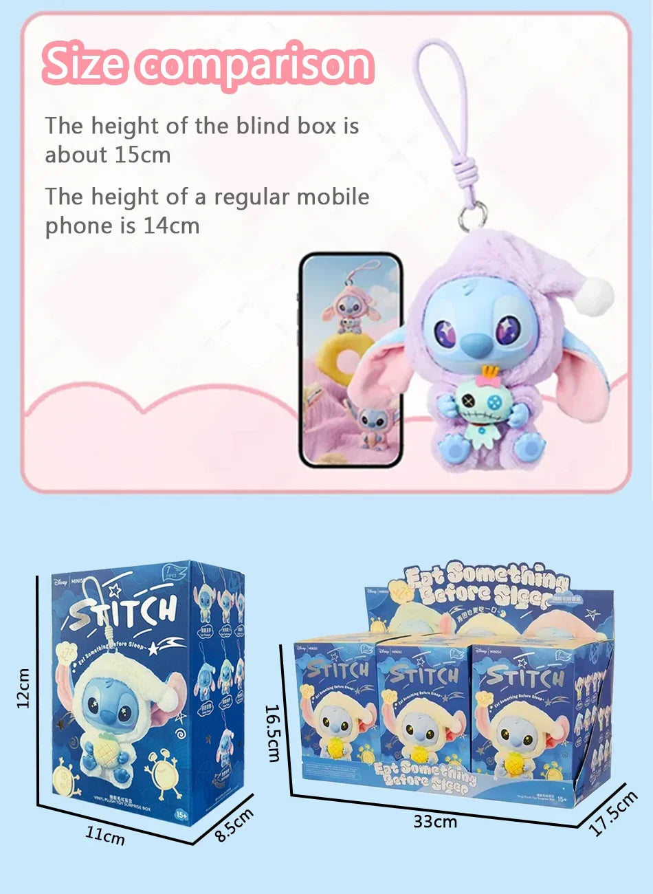 Cute Disney Stitch Eat Something Before Sleep Series Blind Box Plush Doll Ornament Surprise Toy Xmas Gitfs for kid Birthday Gift