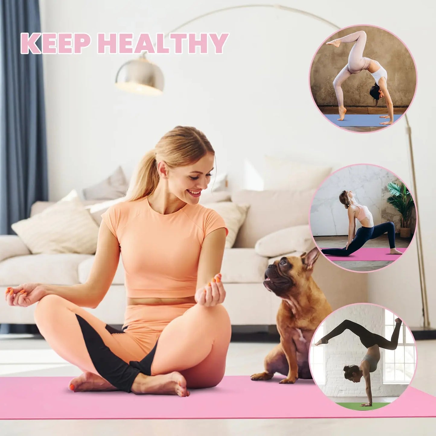 Good Nite Yoga Mat-Non Slip & Structured 183x61cm 6/10mm Thick with Carrying belt TPE Material