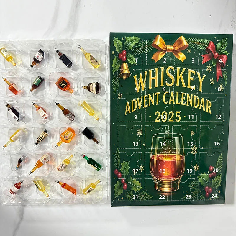 Christmas Beer Bottle Pendant Advent Calendar 3D Statue 2025 New Year Countdown Tree Bag Decorations Gifts Blind Box  For Adults