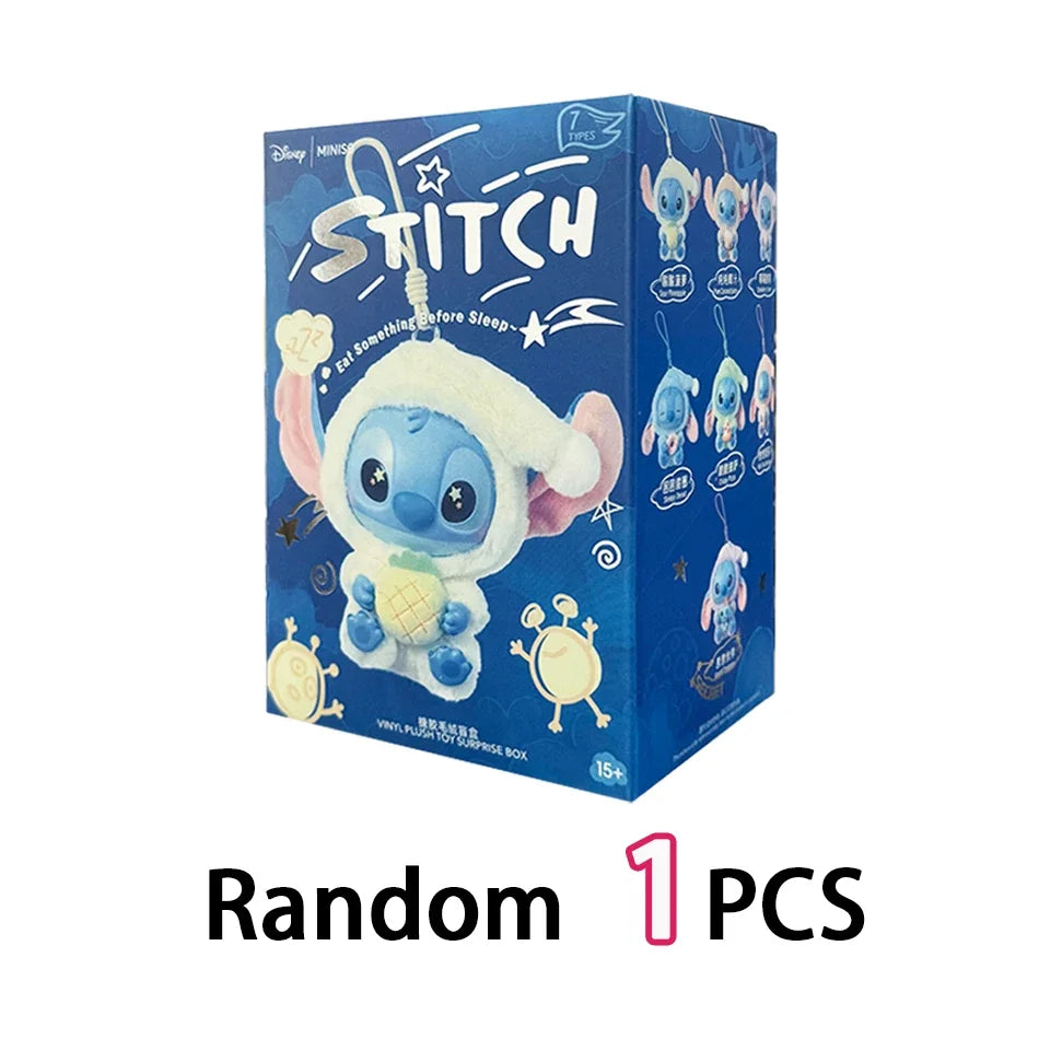 Cute Disney Stitch Eat Something Before Sleep Series Blind Box Plush Doll Ornament Surprise Toy Xmas Gitfs for kid Birthday Gift