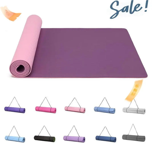 Good Nite Yoga Mat-Non Slip & Structured 183x61cm 6/10mm Thick with Carrying belt TPE Material