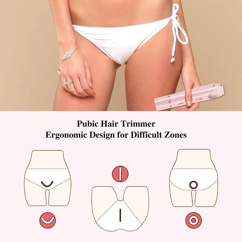 Electric Razors for Women 2in1 Bikini Trimmer Facial Mustache Shavers for Ladies Body Underarms Legs Portable Painless Epilator