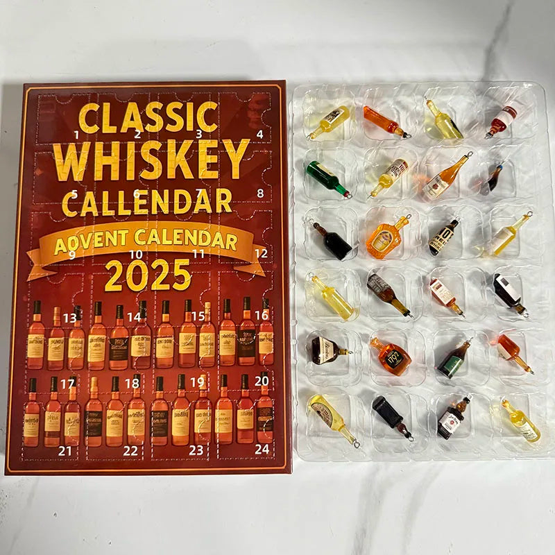 Christmas Beer Bottle Pendant Advent Calendar 3D Statue 2025 New Year Countdown Tree Bag Decorations Gifts Blind Box  For Adults