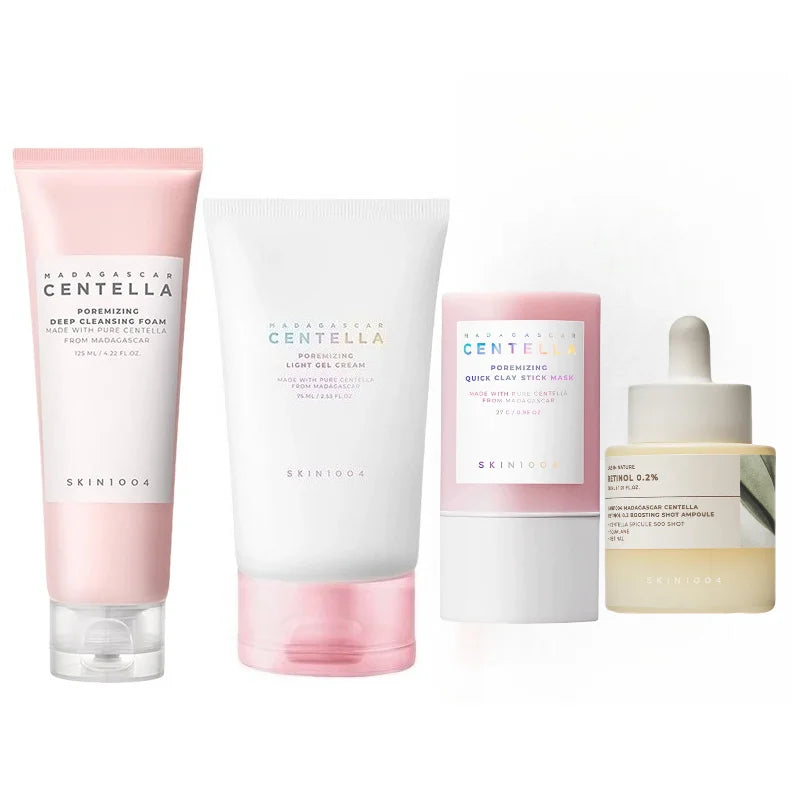 Centella Pink Salt Clear Toner Deep Foam Cleanser Face Serum and Moisturiser Cream Daily Skincare Original beauty Products Set