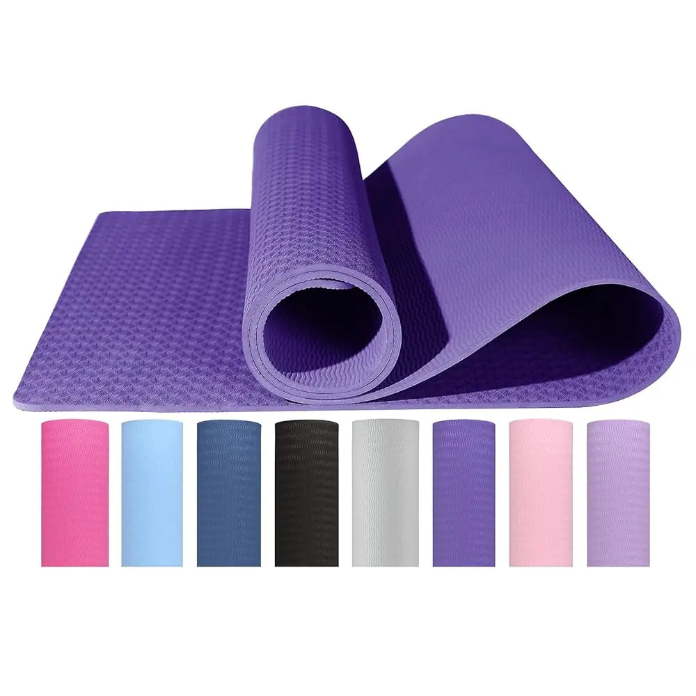 Good Nite Yoga Mat-Non Slip & Structured 183x61cm 6/10mm Thick with Carrying belt TPE Material