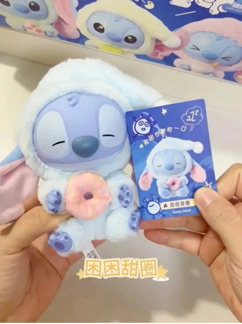 Cute Disney Stitch Eat Something Before Sleep Series Blind Box Plush Doll Ornament Surprise Toy Xmas Gitfs for kid Birthday Gift