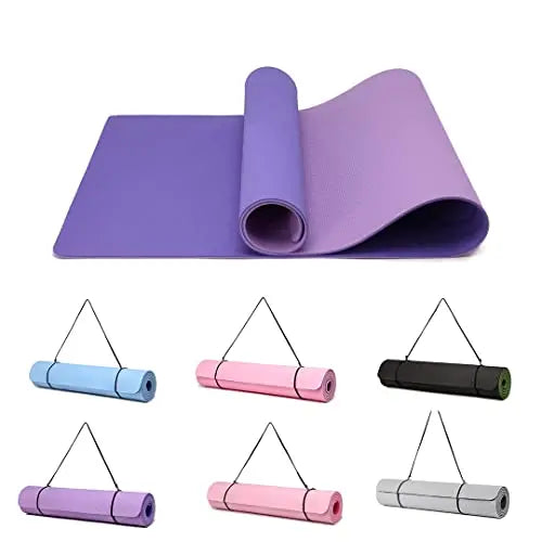 Good Nite Yoga Mat-Non Slip & Structured 183x61cm 6/10mm Thick with Carrying belt TPE Material