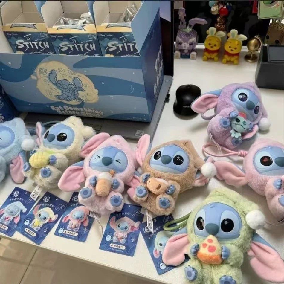 Cute Disney Stitch Eat Something Before Sleep Series Blind Box Plush Doll Ornament Surprise Toy Xmas Gitfs for kid Birthday Gift