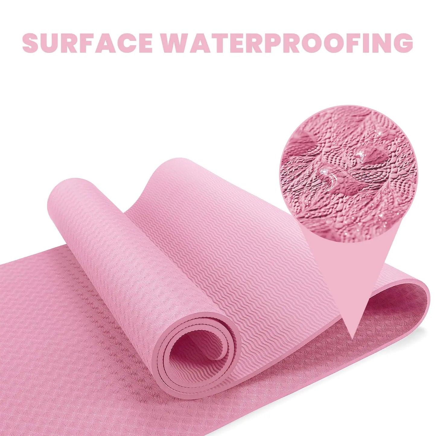 Good Nite Yoga Mat-Non Slip & Structured 183x61cm 6/10mm Thick with Carrying belt TPE Material