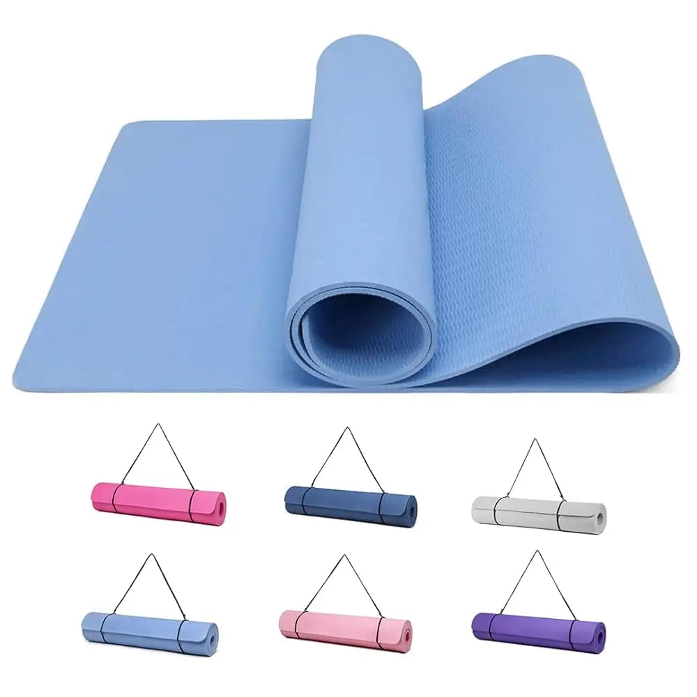 Good Nite Yoga Mat-Non Slip & Structured 183x61cm 6/10mm Thick with Carrying belt TPE Material
