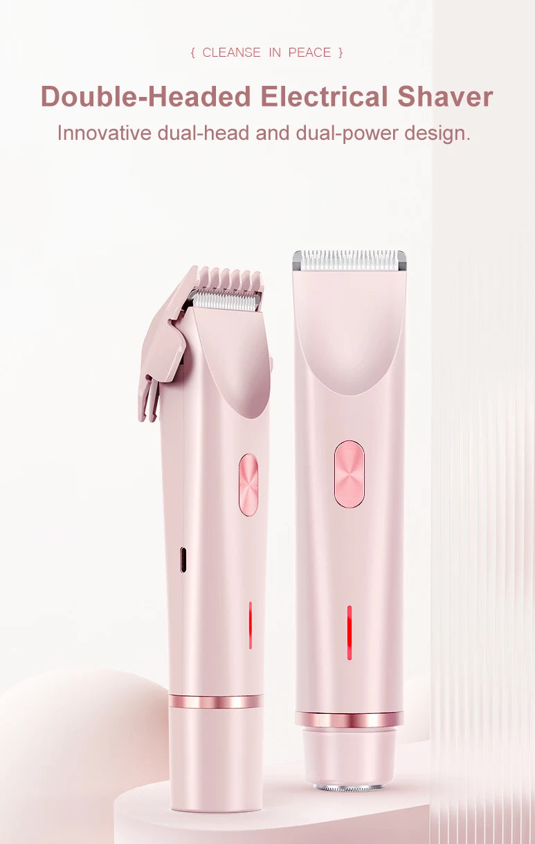 Electric Razors for Women 2in1 Bikini Trimmer Facial Mustache Shavers for Ladies Body Underarms Legs Portable Painless Epilator