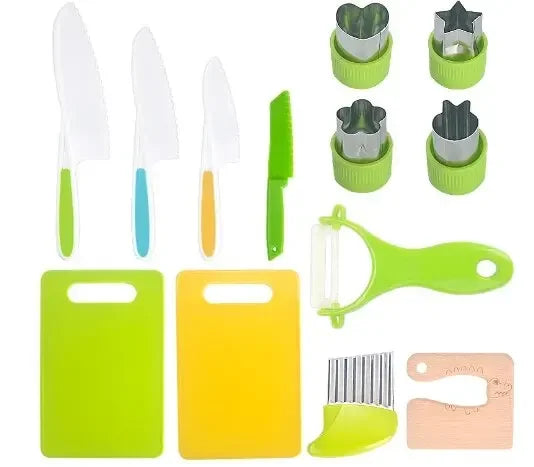 Kids Cooking Cutter Set Kids Knife Toddler Cutter Plastic Cake Fruit Knives Children DIY Peeler Tools Kitchen Accessories