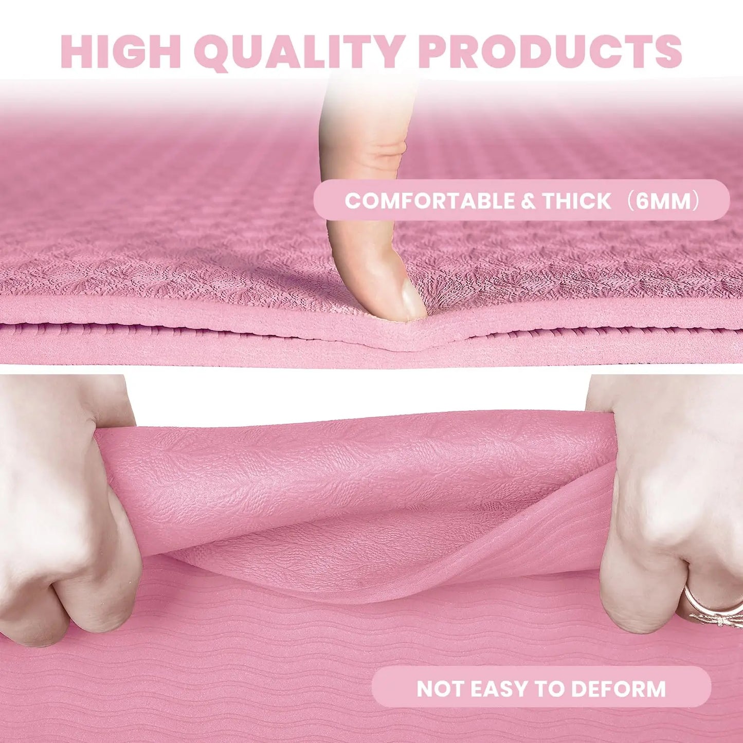 Good Nite Yoga Mat-Non Slip & Structured 183x61cm 6/10mm Thick with Carrying belt TPE Material