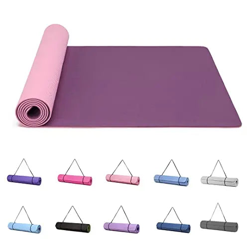 Good Nite Yoga Mat-Non Slip & Structured 183x61cm 6/10mm Thick with Carrying belt TPE Material