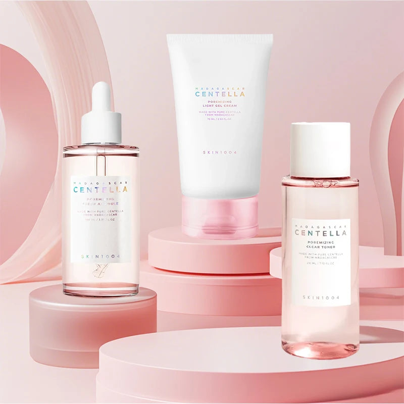 Centella Pink Salt Clear Toner Deep Foam Cleanser Face Serum and Moisturiser Cream Daily Skincare Original beauty Products Set