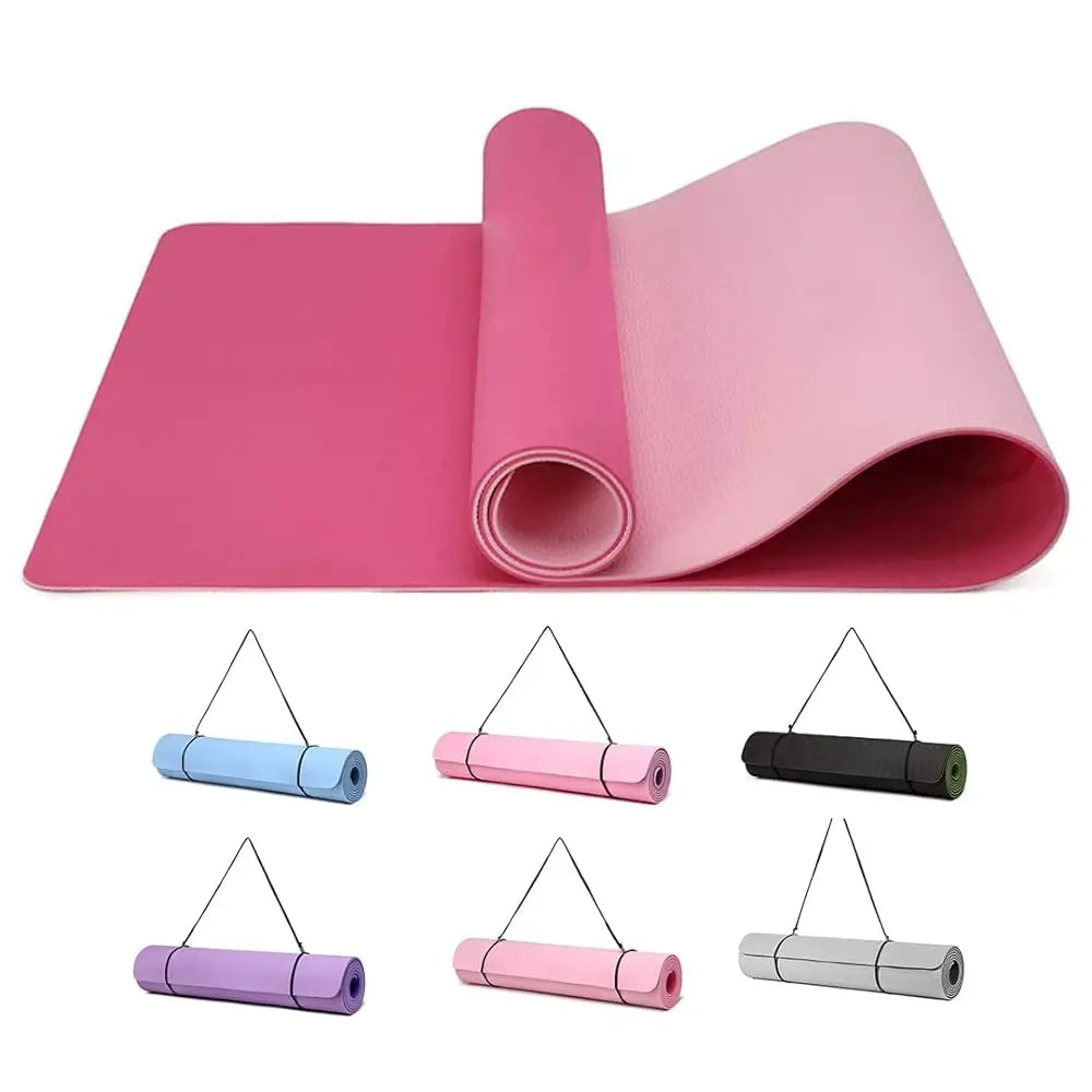 Good Nite Yoga Mat-Non Slip & Structured 183x61cm 6/10mm Thick with Carrying belt TPE Material