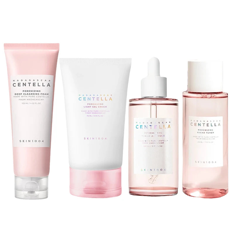 Centella Pink Salt Clear Toner Deep Foam Cleanser Face Serum and Moisturiser Cream Daily Skincare Original beauty Products Set