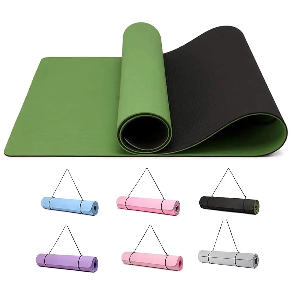 Good Nite Yoga Mat-Non Slip & Structured 183x61cm 6/10mm Thick with Carrying belt TPE Material