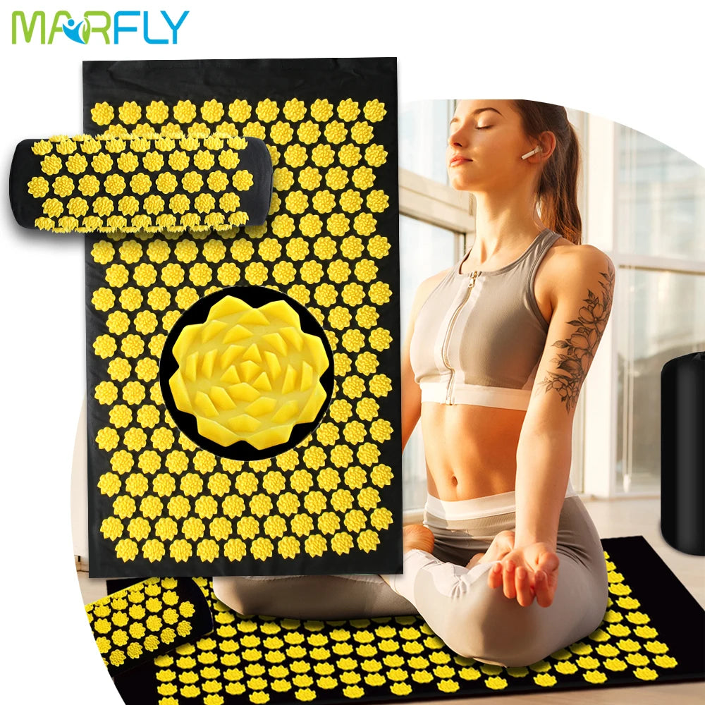 Pranamat Eco Lotus Spike Mat Acupuncture Massage Cushion Kuznetsov's Applicator for Neck Foot Back Yoga Acupressure Massage Mat