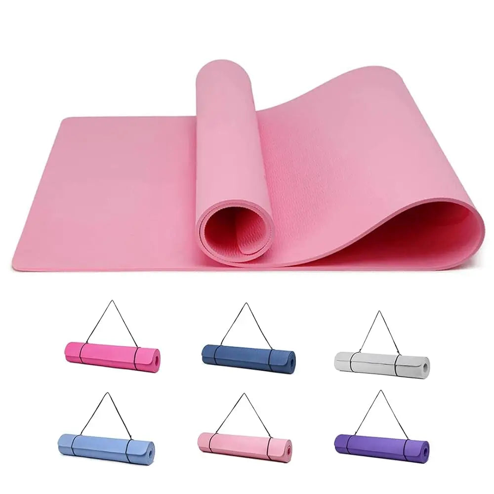 Good Nite Yoga Mat-Non Slip & Structured 183x61cm 6/10mm Thick with Carrying belt TPE Material