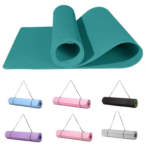 Good Nite Yoga Mat-Non Slip & Structured 183x61cm 6/10mm Thick with Carrying belt TPE Material